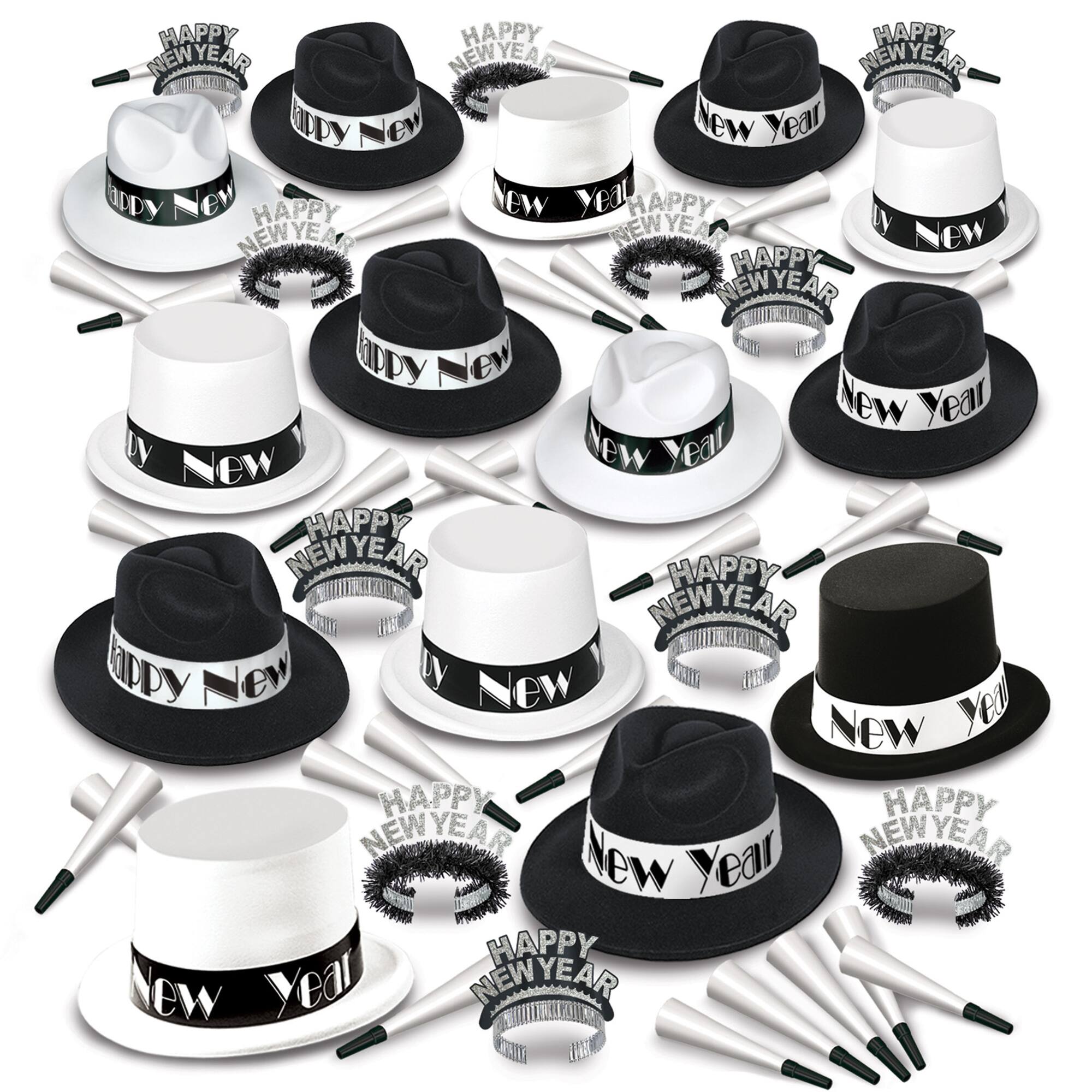 Beistle Black & White New Year Roaring 20's Deluxe Party Favor Kit for 100